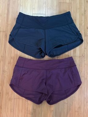 lululemon athletica Women's Athletic Shorts - Black & Deep Purple